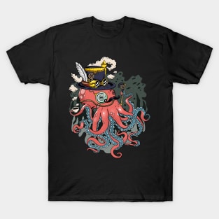 Mechanical Marvel: Steampunk Octopus Adventure T-Shirt